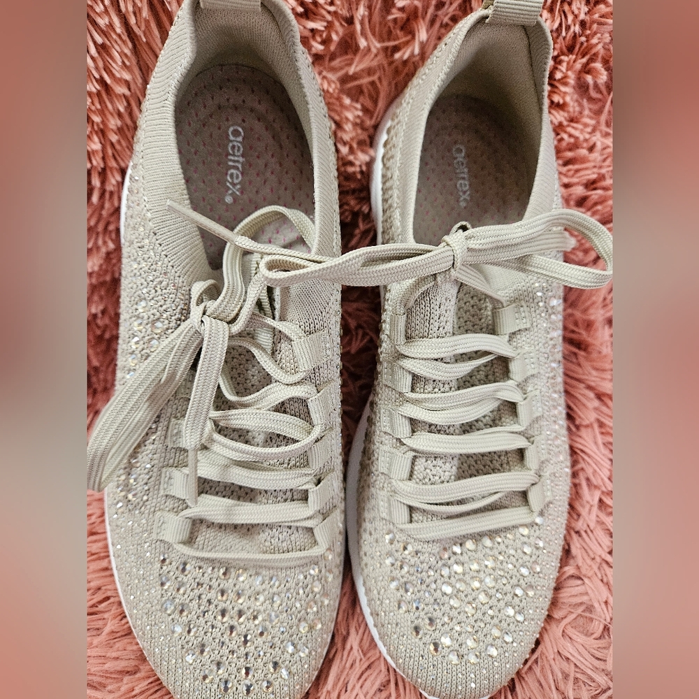 Aetrex Taupe Sparkle Women's Sneakers - Picture 4 of 6